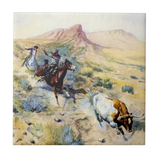 "The Quitter" Western Art av Charles M Russell Kakelplatta (Framsidan)