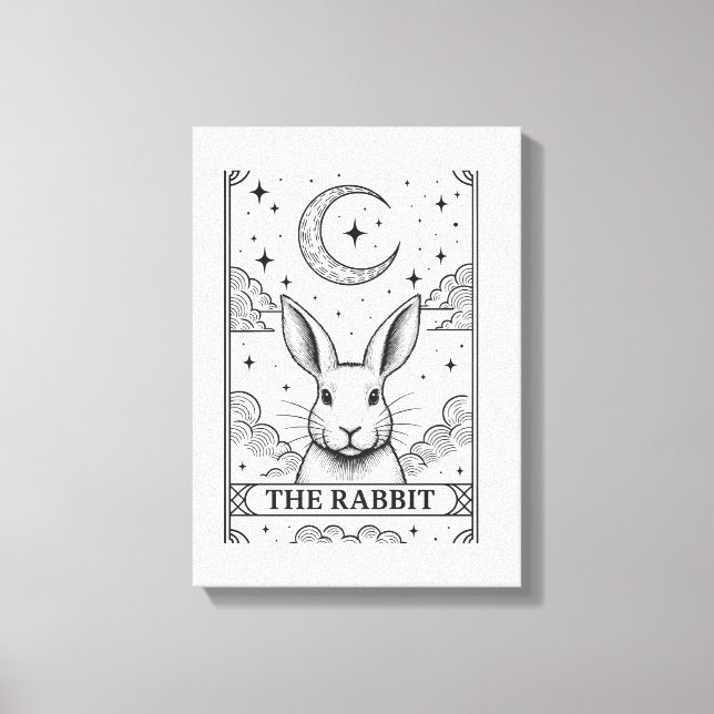 The Rabbit | Mystical Moon Tarot Card Illustration Canvastryck (Framsida)