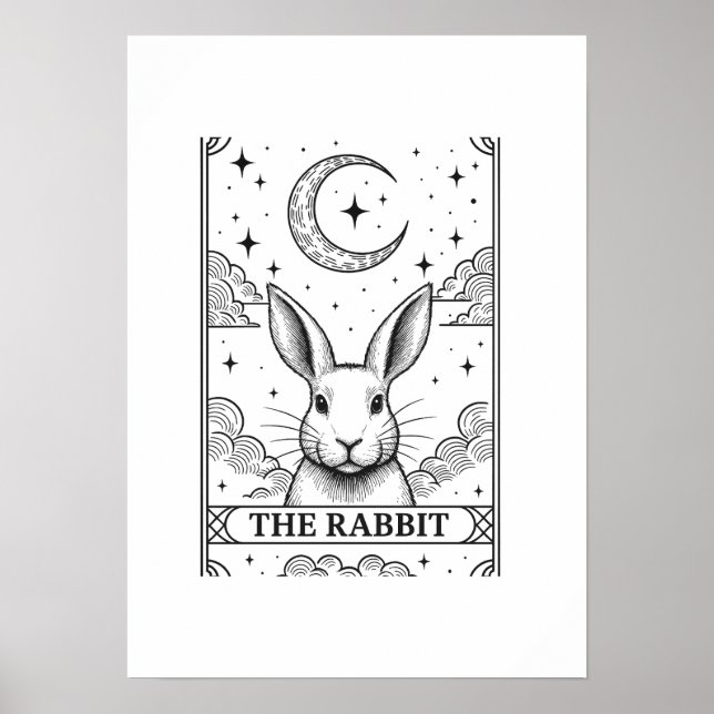 The Rabbit | Mystical Moon Tarot Card Illustration Poster (Framsidan)