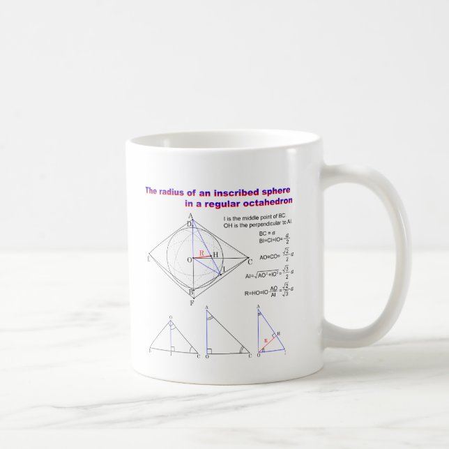 The radius of an inscribed sphere in octahedron kaffemugg (Höger)