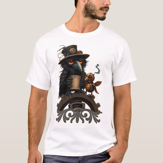 The raven powered by Coffee T Shirt (Framsida)