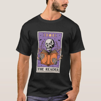 The Reader Tarotkort Skelett Läsbok Bookis T Shirt