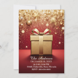 The Real Gift Gold Christmas Present Invitations Inbjudningar