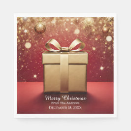 The Real Gift Gold Christmas Present Napkins Pappersservett