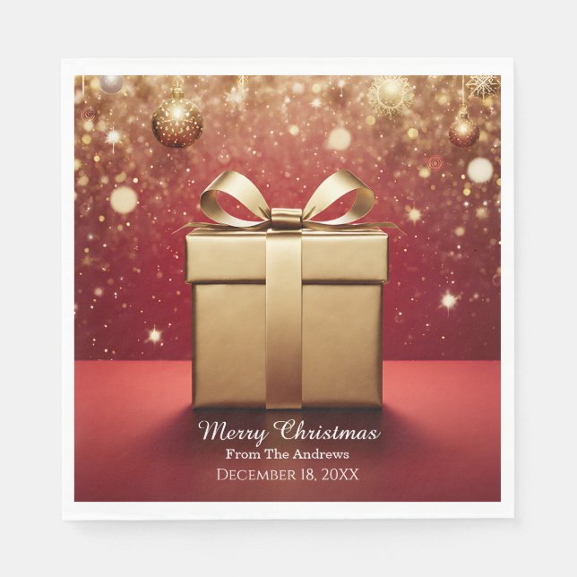 The Real Gift Gold Christmas Present Napkins Pappersservett (Framsidan)