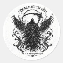 The Reaper Mörk gotisk bokstavskonst & Vingar Graf Runt Klistermärke