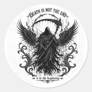 The Reaper Mörk gotisk bokstavskonst & Vingar Graf Runt Klistermärke
