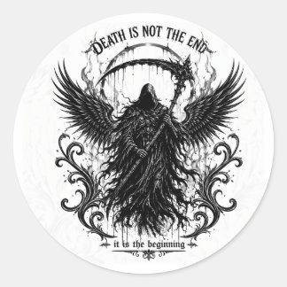 The Reaper Mörk gotisk bokstavskonst & Vingar Graf Runt Klistermärke