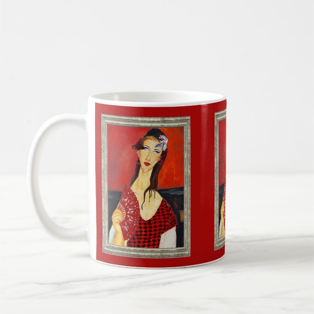 The Red Fan (based on Modigliani's painting) Kaffemugg (Vänster)