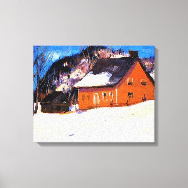 The Red House by Clarence Gagnon Canvastryck (Framsida)