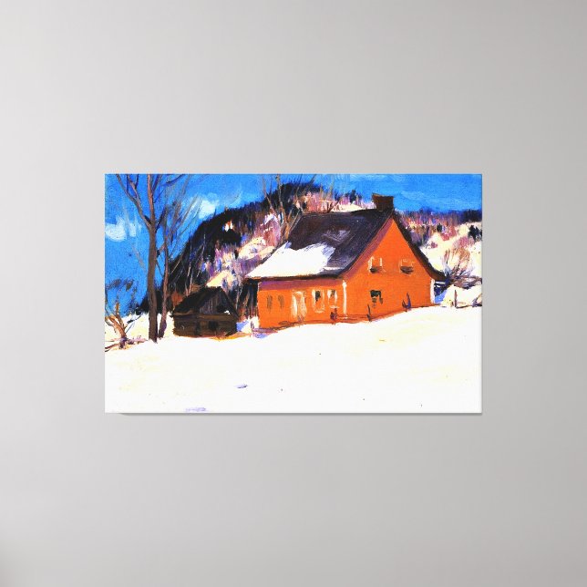 The Red House by Clarence Gagnon Canvastryck (Framsida)