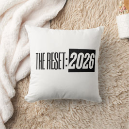 THE RESET: 2026 Black & White Typography Pillow Kudde