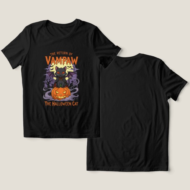 The Return of Vampaw: The Halloween Cat T Shirt (Design fram och bak)
