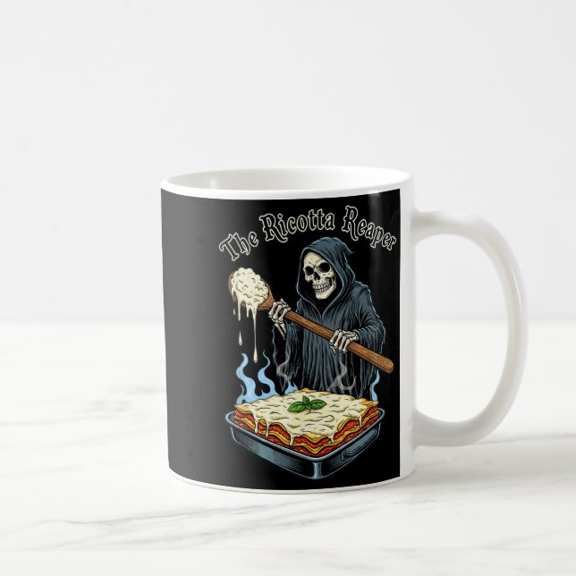 The Ricotta Reaper Funny Italian Halloween Lasagna Kaffemugg (Höger)