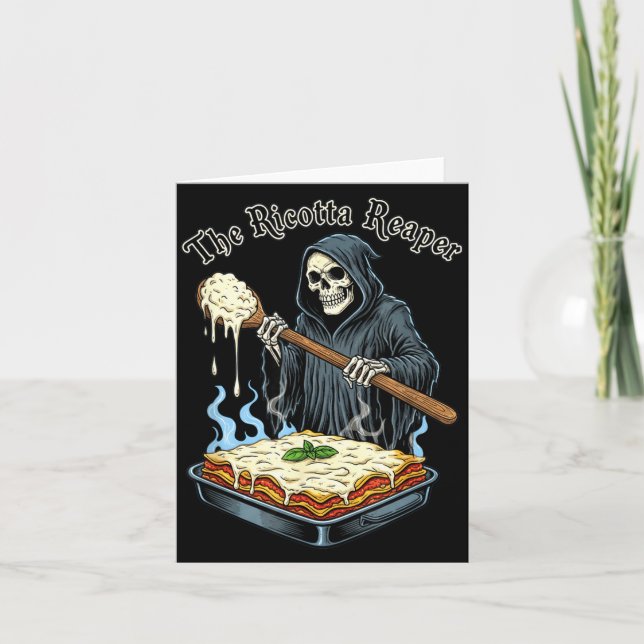 The Ricotta Reaper Funny Italian Halloween Lasagna Kort (Framsida)