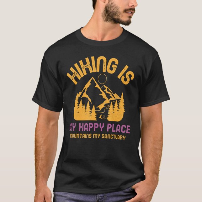 The River Is My Happy Place Hand Drawn River Campi T Shirt (Framsida)