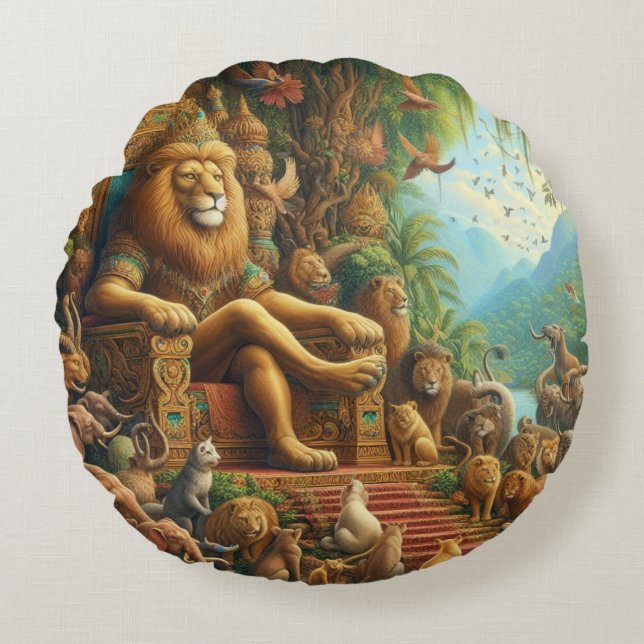 🦁 The Roaring Majesty of Abstrakt Expressionism: Rund Kudde (Framsidan)