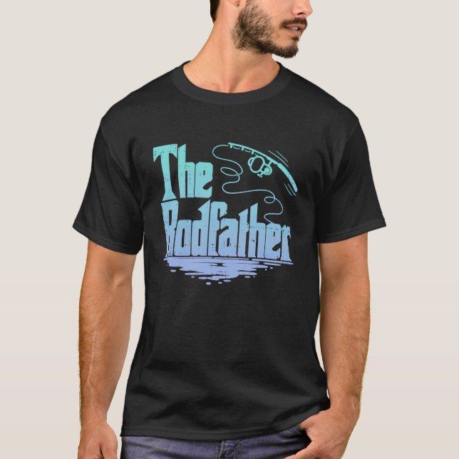 The Rodfather Funny Fishing Parody T Shirt (Framsida)