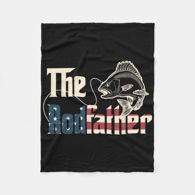 The Rodfather Retro Groovy Fiskentusiast Fadersdag Fleecefilt (Framsidan)