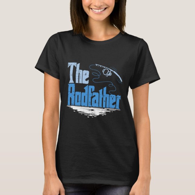 The Rodfather Rolig Fiskeparodi  T Shirt (Framsida)