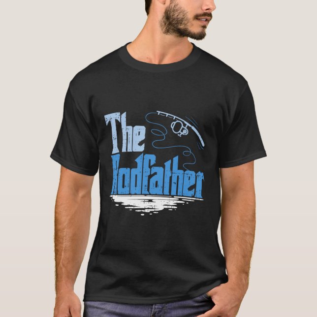 The Rodfather Rolig Fiskeparodi  T Shirt (Framsida)