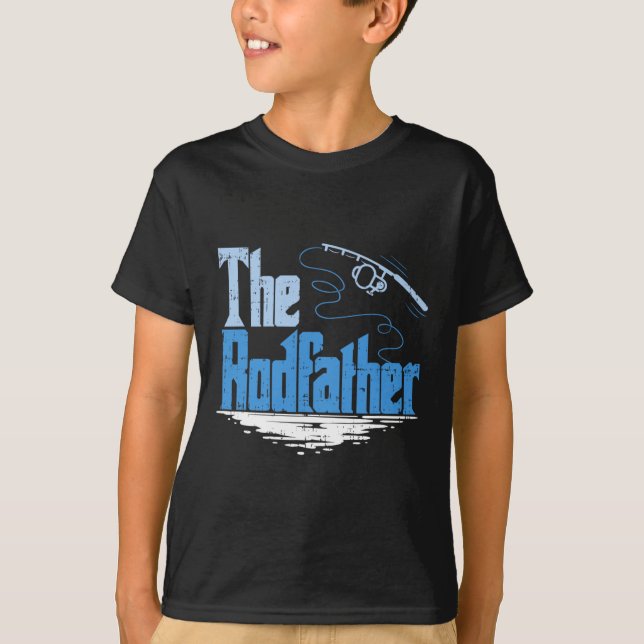 The Rodfather Rolig Fiskeparodi  T Shirt (Framsida)