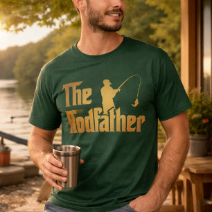 The Rodfather Rolig Fisketema Design för Pappa T Shirt