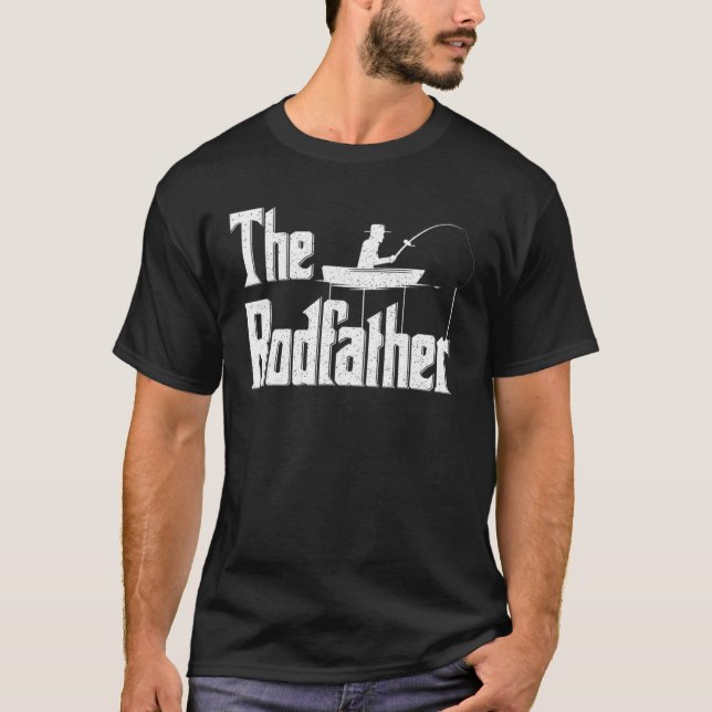 The Rodfather | Roligt Fiskepappa Present T Shirt (Framsida)