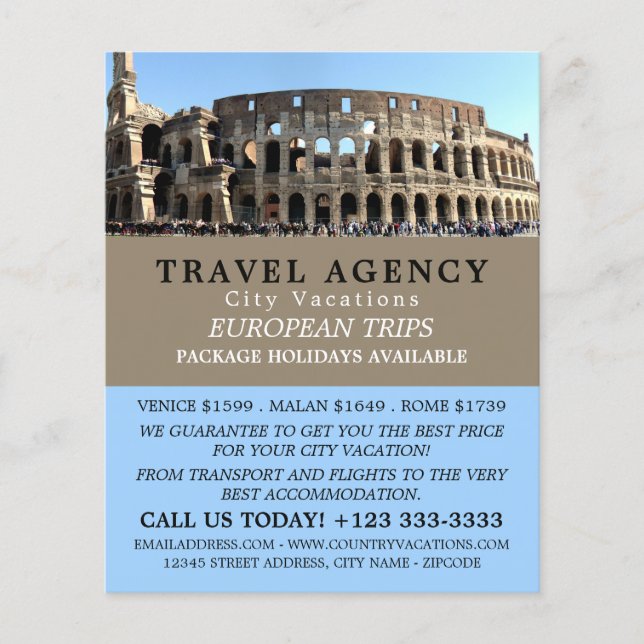 The Roman Colosseum, Rom, Travel Agency Advert Flygblad (Framsidan)