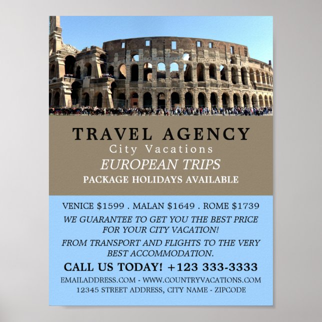 The Roman Colosseum, Rom, Travel Agency Advert Poster (Framsidan)