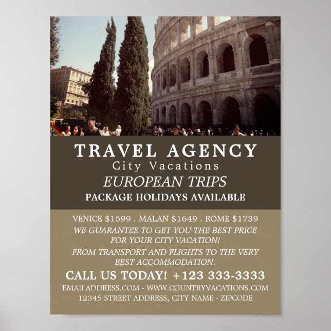 The Roman Colosseum, Travel Agency Advertising Poster (Framsidan)