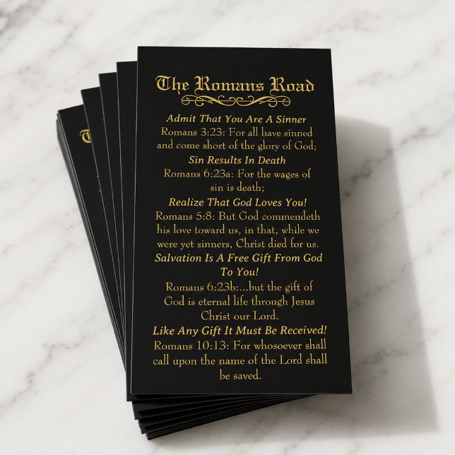 The Romans Road Sinner's Prayer Guld Verksamhet Visitkort (The foil accent is simulated artwork and no foil will be used to make this card.)