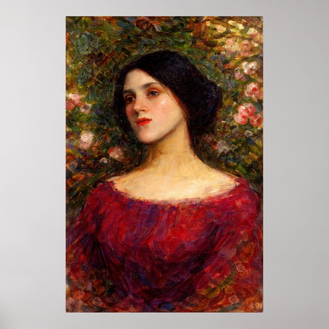 The Rose Bower by John William Waterhouse Poster (Framsidan)