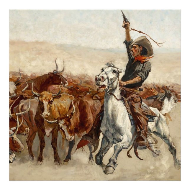 The Roundup Västerländsk konst av Frederic Remingt Fototryck (Framsidan)