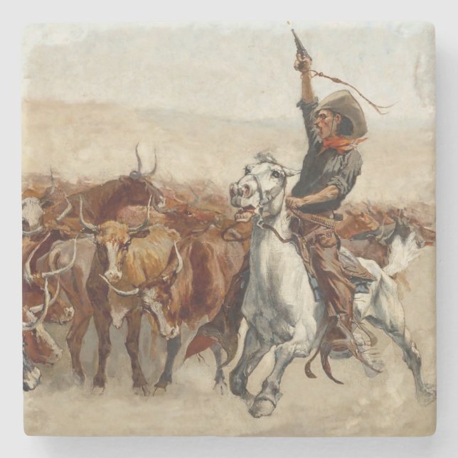 The Roundup Västerländsk konst av Frederic Remingt Stenunderlägg (Framsidan)