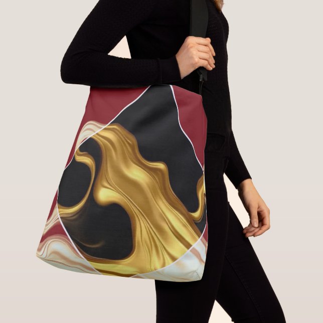 The Royal Flow: Regalt Crimson & Guld Lyx Achemp Axelväska (Närbild)