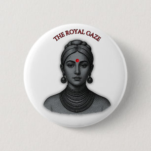 The Royal Gaze - Indisk drottning Linjekonst Knapp