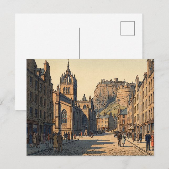 The Royal Mile at Edinburgh J Vykort (Fram/baksida)