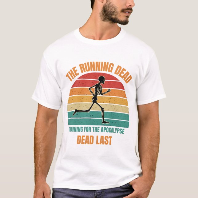 The Running Dead - Rolig Skelett Springande Pappa  T Shirt (Framsida)