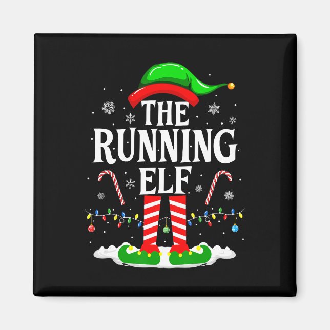 The Running Elf Xmas Running Funny Runner Christma Magnet (Framsidan)