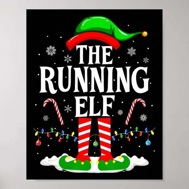 The Running Elf Xmas Running Funny Runner Christma Poster (Framsidan)