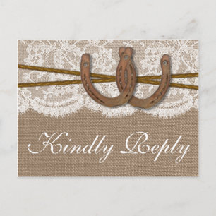 The Rustic Horseshoe Wedding Collection RSVP övers Inbjudan Vykort