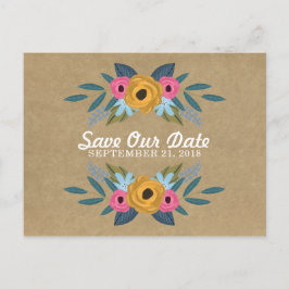 The Rustic Kraft Blommig Krans Bröllopssamling Meddelande Vykort