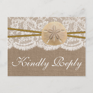 The Rustic Sand Dollar Bröllopssamling RSVP Inbjudan Vykort