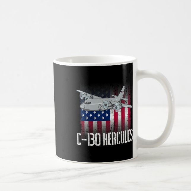 The Salty Veteran C-130 Hercules American Flagga M Kaffemugg (Höger)