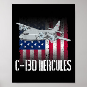 The Salty Veteran C-130 Hercules American Flagga M Poster