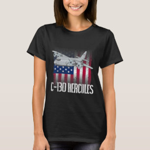 The Salty Veteran C-130 Hercules American Flagga M T Shirt