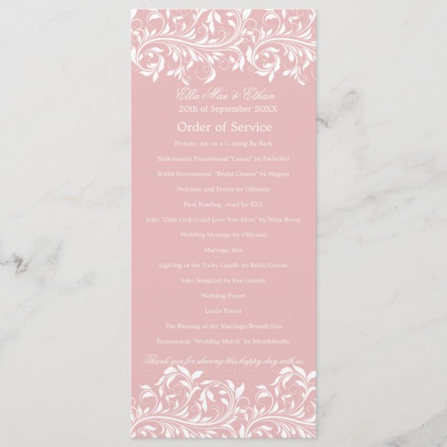 The Sarah Jane Rosa & vit Order of Service Program (Framsida)