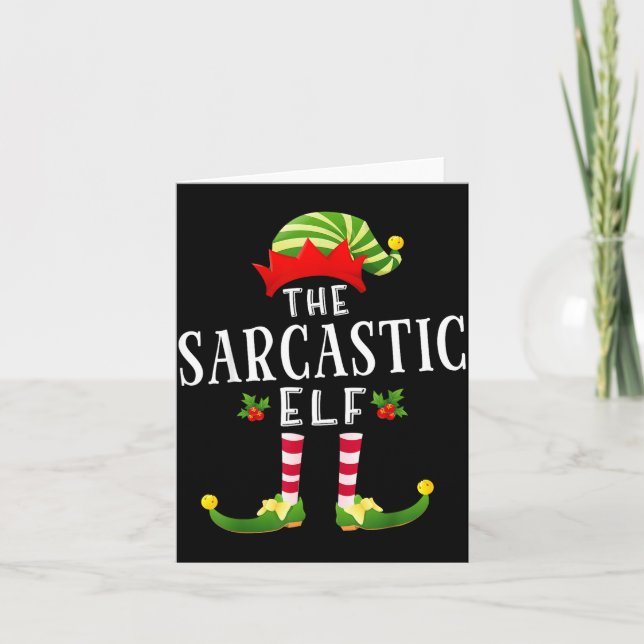 The Sarcastic Elf Christmas Matching Pajama  Kort (Framsida)