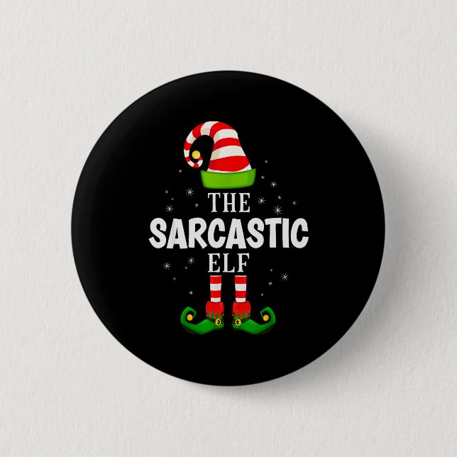 The Sarcastic Elf Christmas Pjs Matching Pajama  Knapp (Framsida)